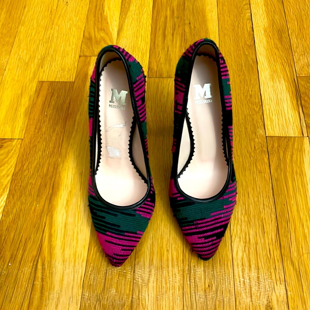 Emerald Fuchsia Black Woven Missoni Pumps 38
